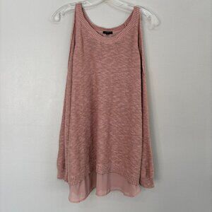 Torrid Sweater 2X Pink Cold Shoulder Split-Back Two-Fer Pullover Women's